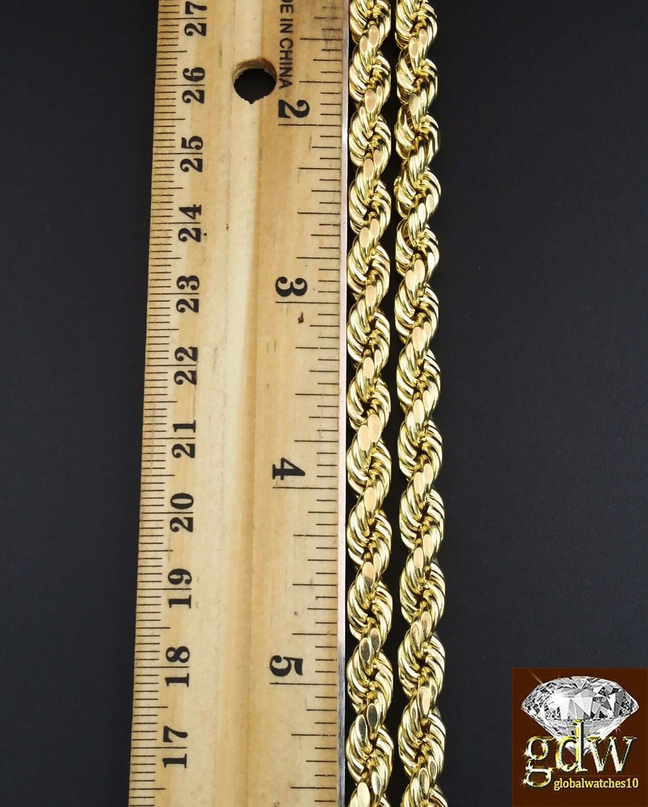 Real 10K Yellow Gold 28 Inch Rope Chain with Jesus Cross Charm Pendant - GoldenlinQ
